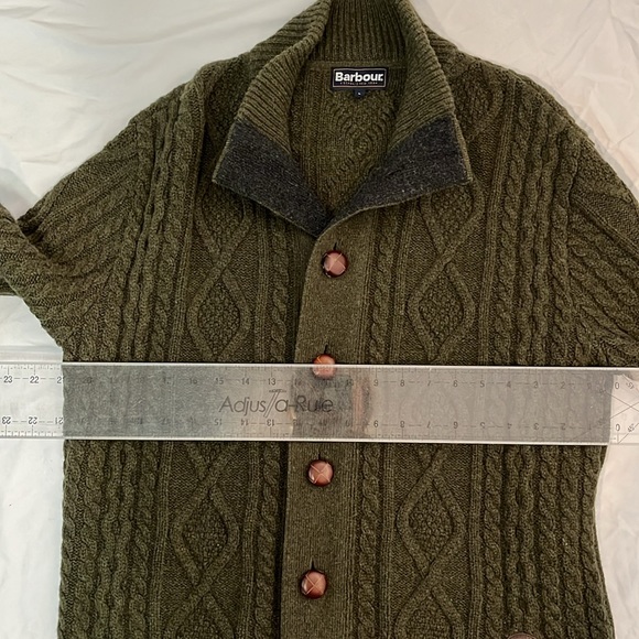 Barbour Cable Knit Olive Green Sweater Size Large - Picture 9 of 12